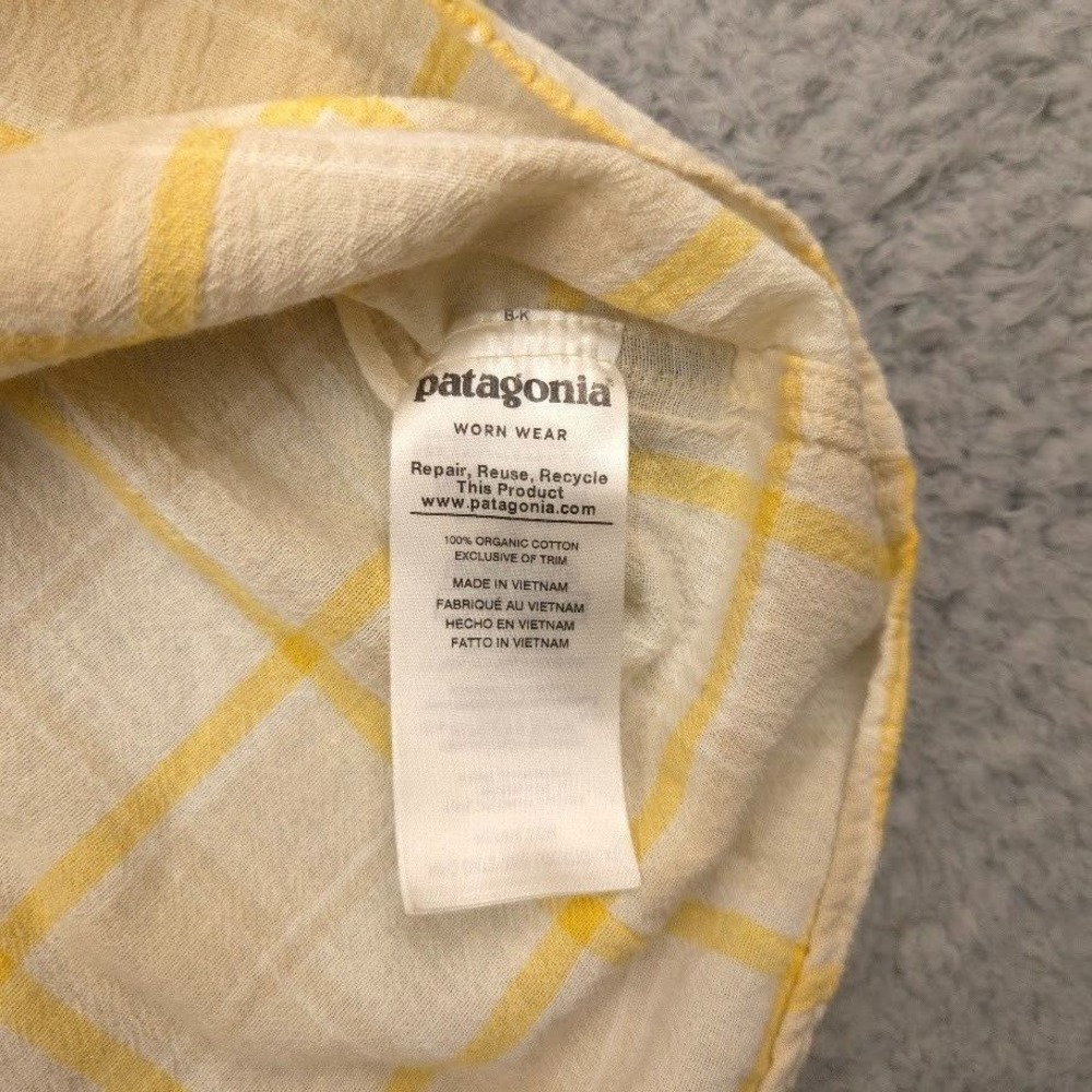 Patagonia Mens Organic Cotton Shirt XL Yellow Plaid Short Sleeve Western Style - Picture 9 of 12